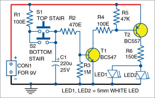 عملکرد مدار چراغ راه پله LED اتوماتیک