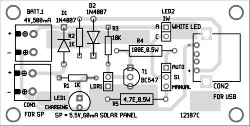 طرح PCB چراغ خواب خورشیدی قابل حمل