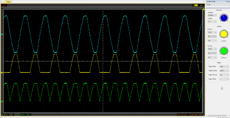 خروجی مدار یکسوکننده با دقت کامل موج با استفاده از Op-amp